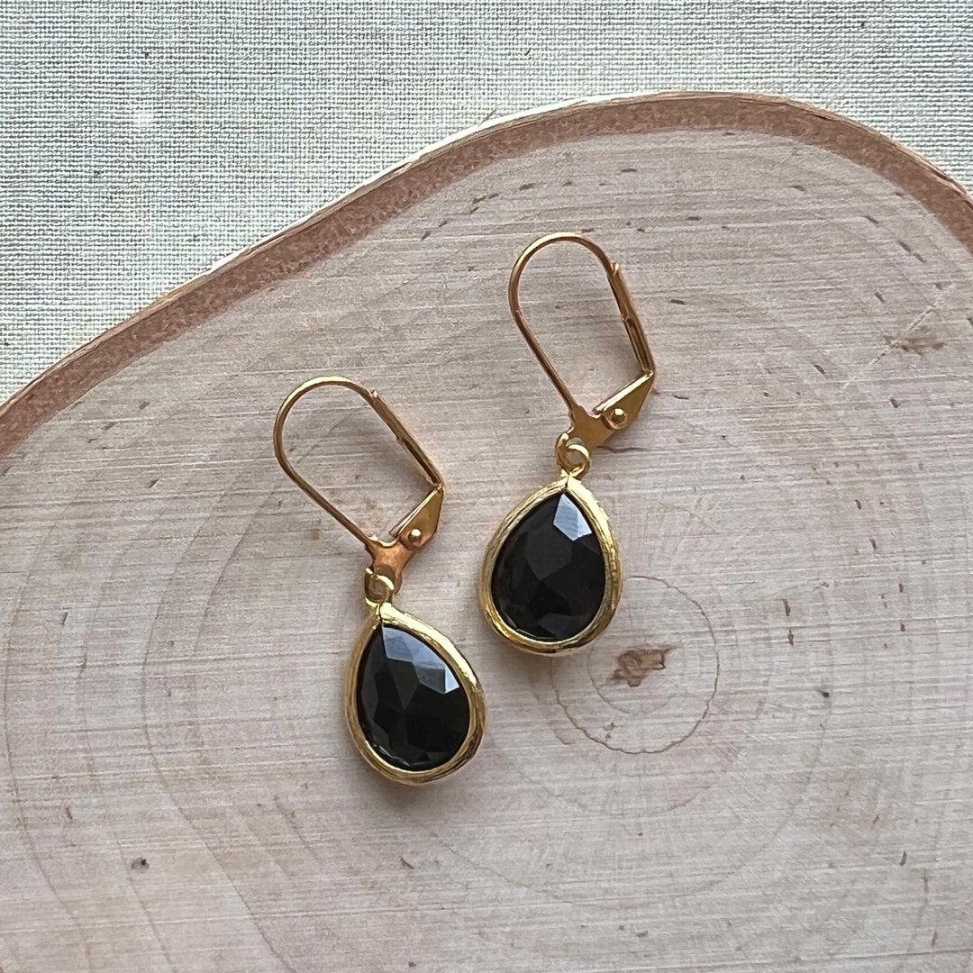 Cara Gold Bezel Glass Earrings