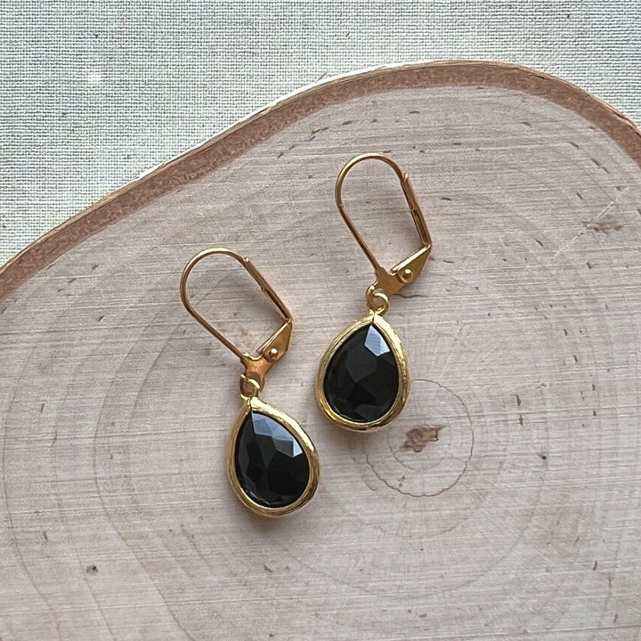 Cara Gold Bezel Glass Earrings
