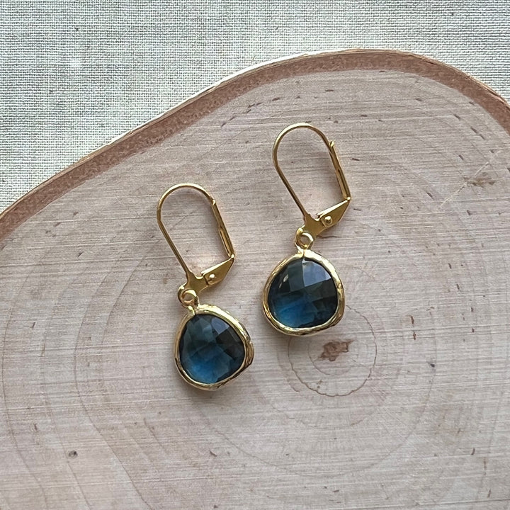 Cara Gold Bezel Glass Earrings