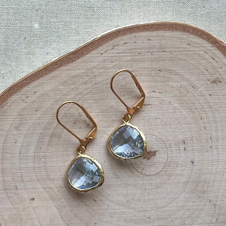 Cara Gold Bezel Glass Earrings
