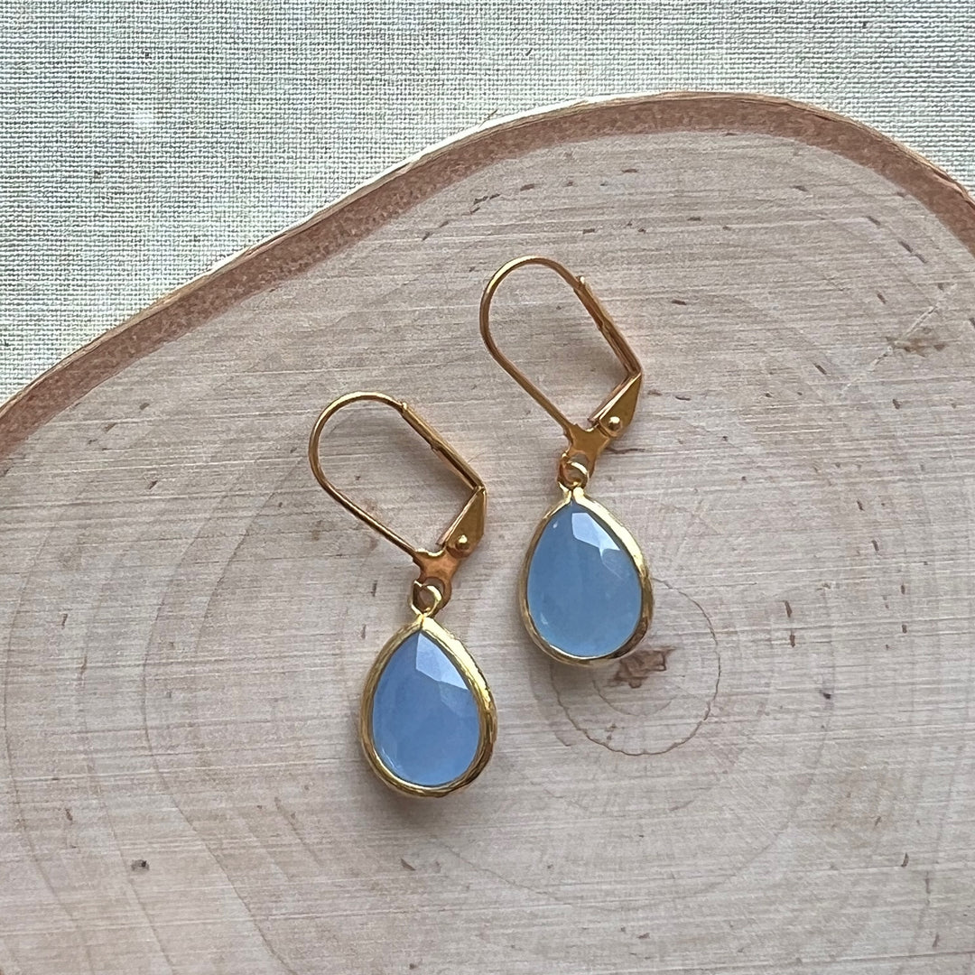 Cara Gold Bezel Glass Earrings