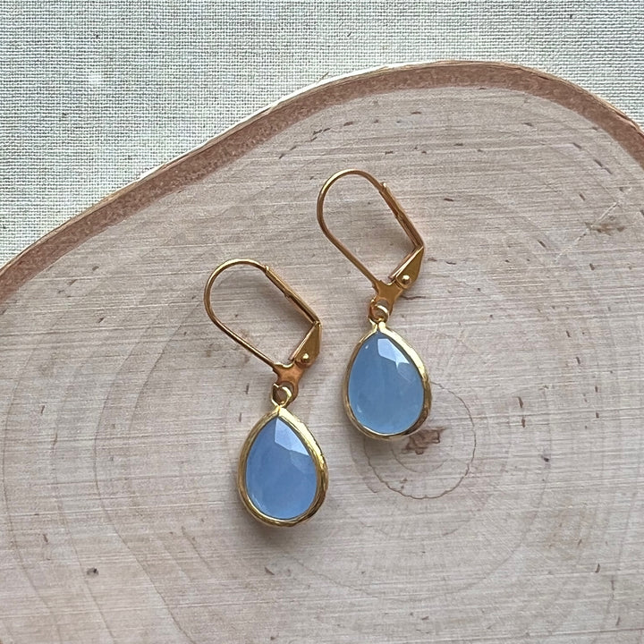 Cara Gold Bezel Glass Earrings