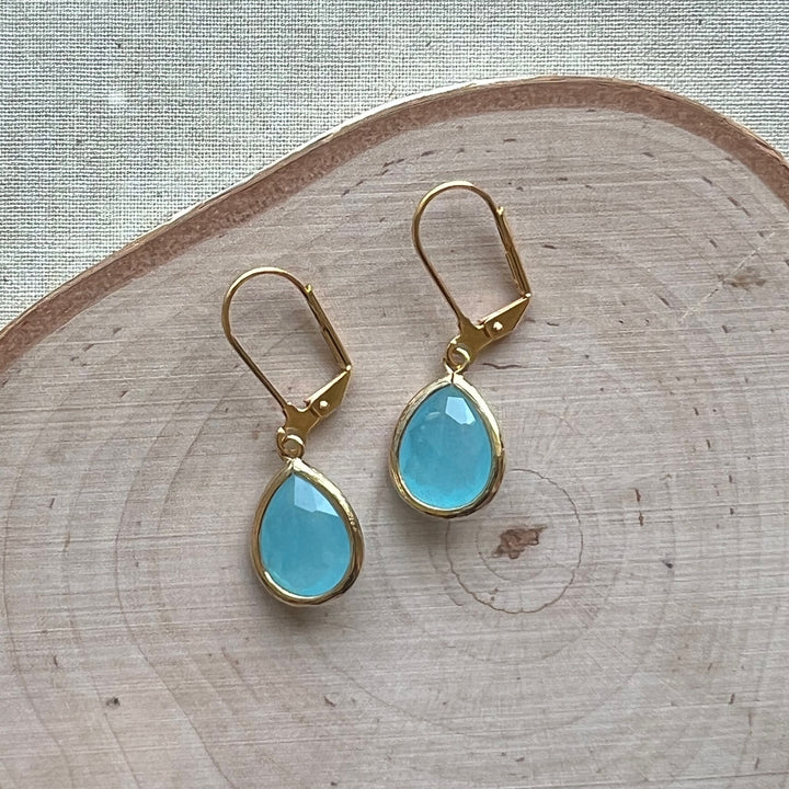 Cara Gold Bezel Glass Earrings