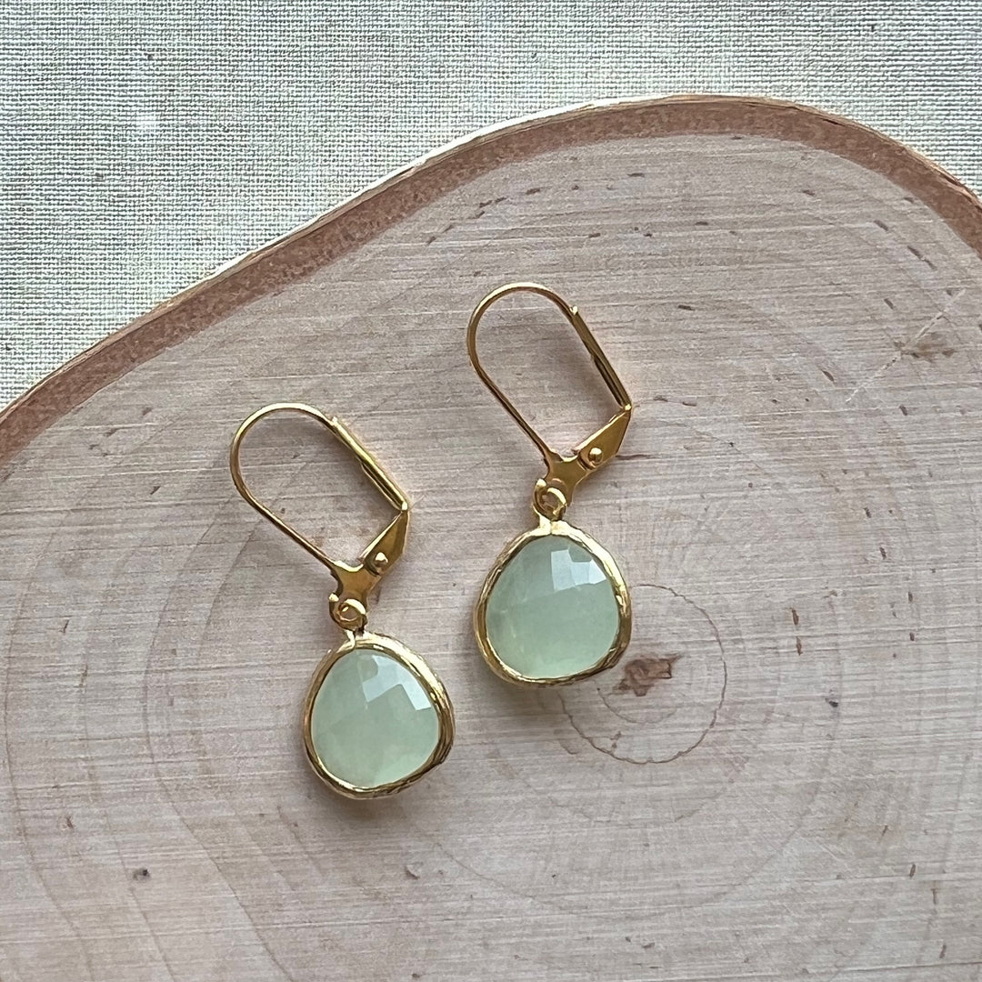 Cara Gold Bezel Glass Earrings