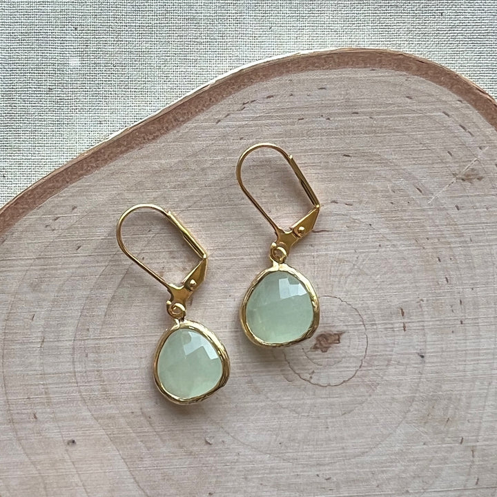 Cara Gold Bezel Glass Earrings