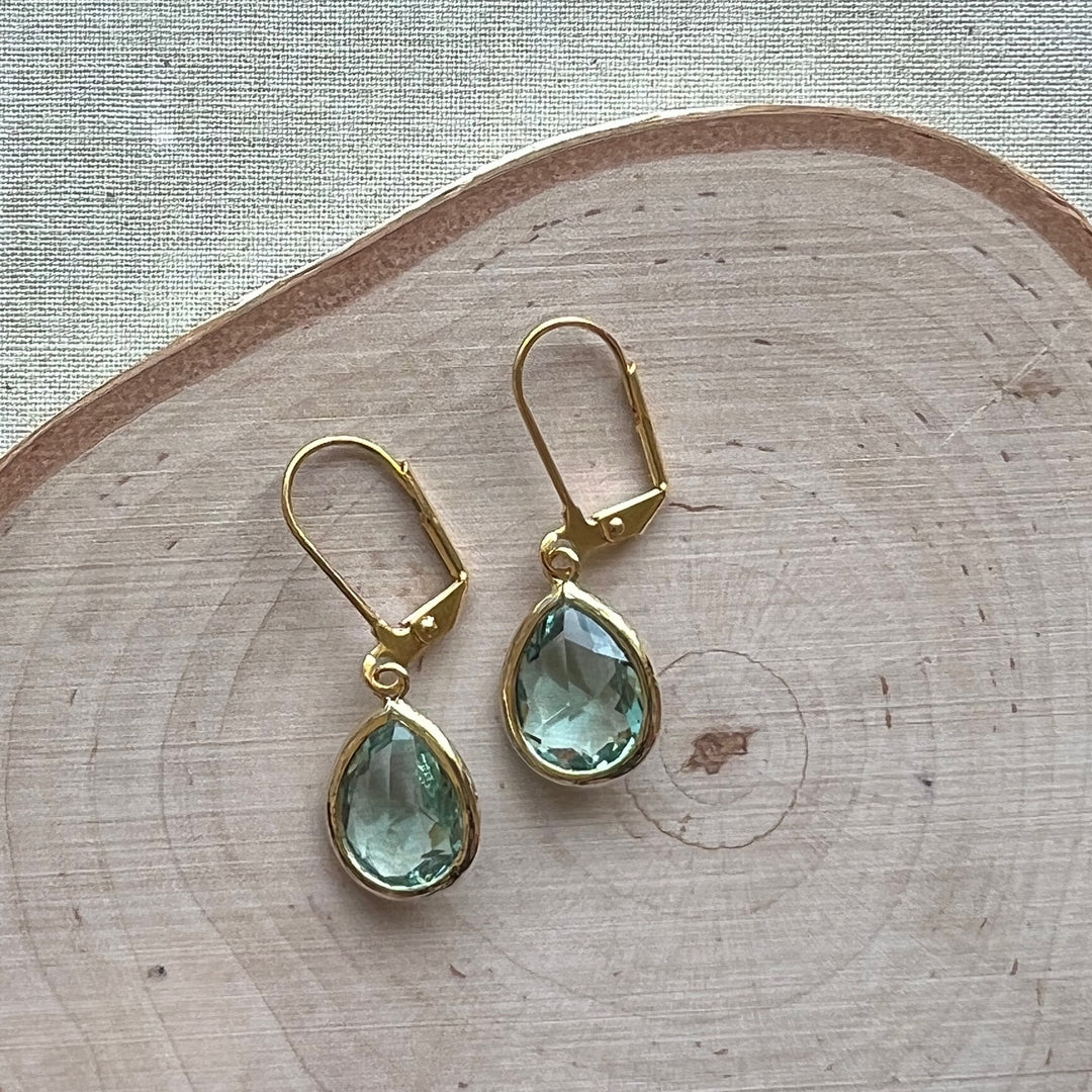 Cara Gold Bezel Glass Earrings