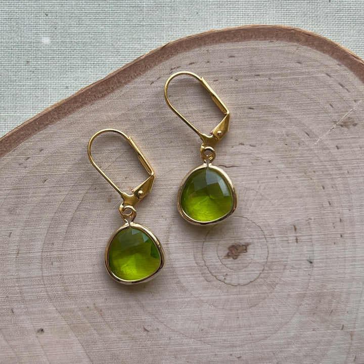 Cara Gold Bezel Glass Earrings