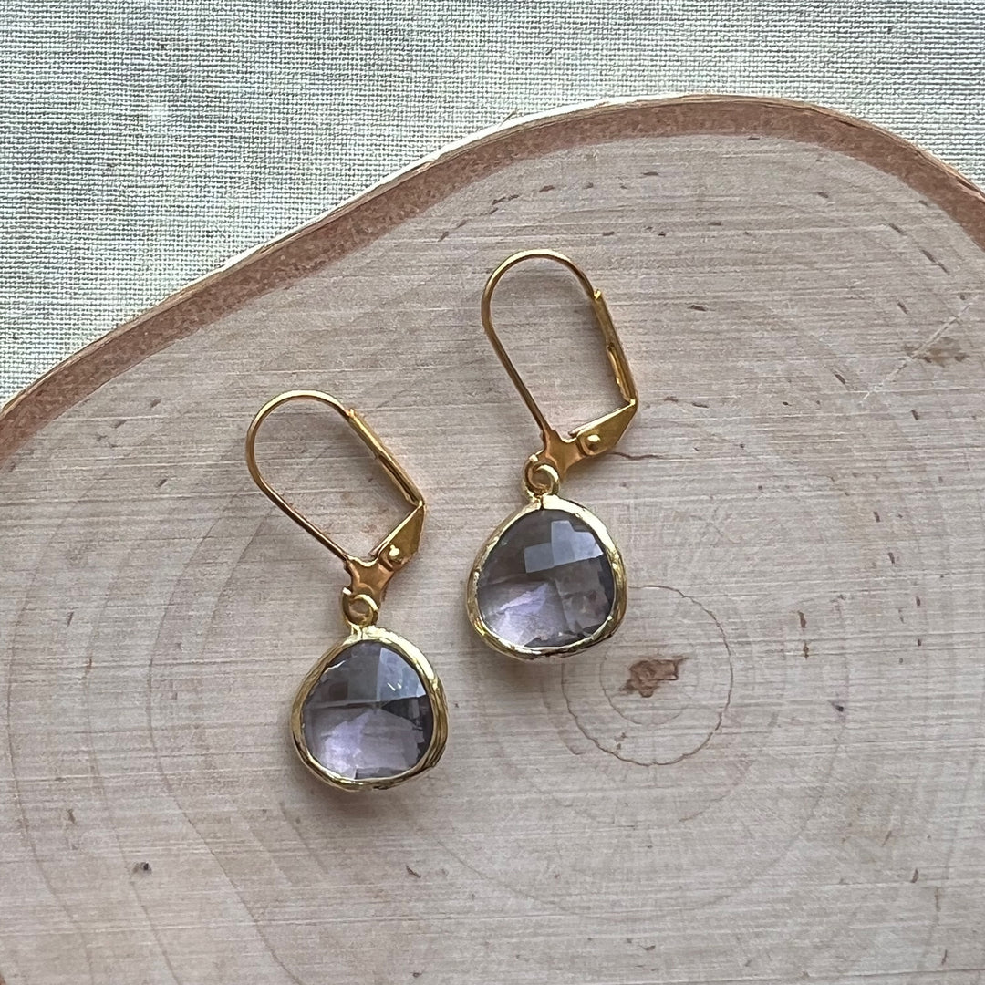 Cara Gold Bezel Glass Earrings