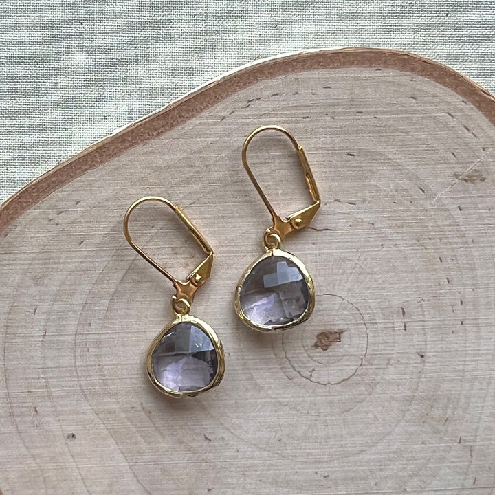 Cara Gold Bezel Glass Earrings