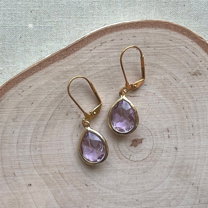 Cara Gold Bezel Glass Earrings