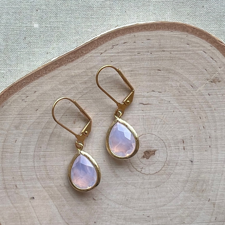 Cara Gold Bezel Glass Earrings