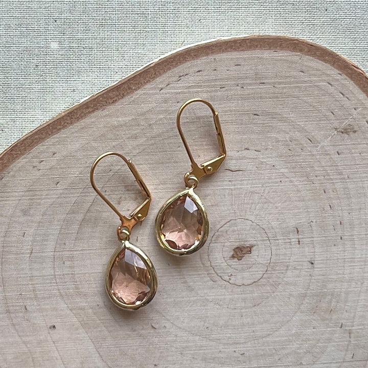 Cara Gold Bezel Glass Earrings