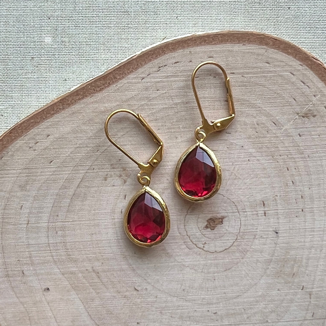 Cara Gold Bezel Glass Earrings