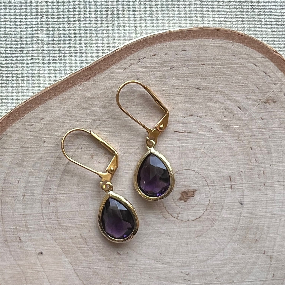 Cara Gold Bezel Glass Earrings