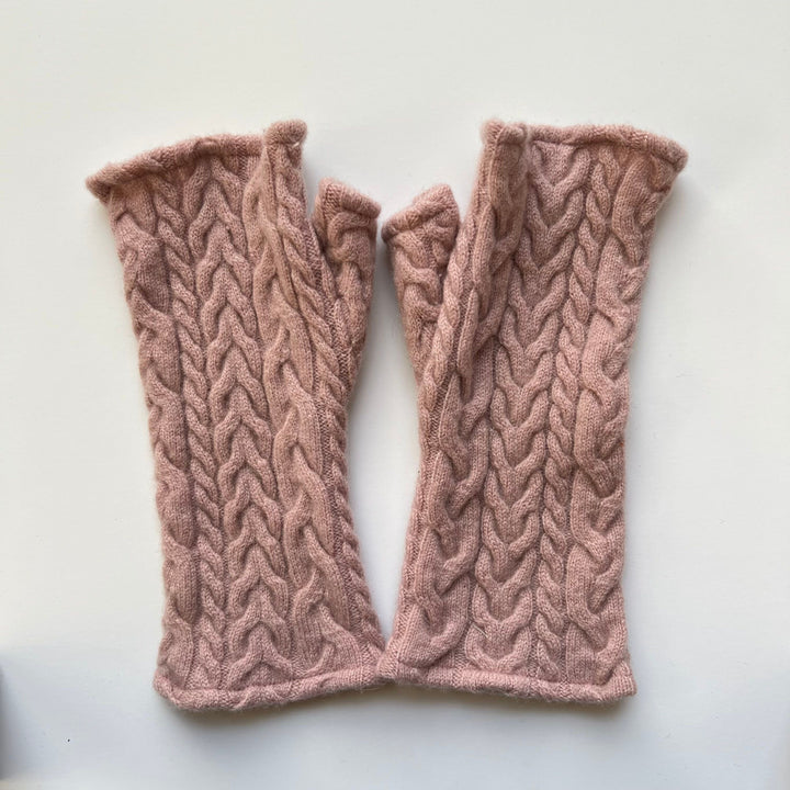 Fingerless Cashmere Gloves "Cable Knit Solids"