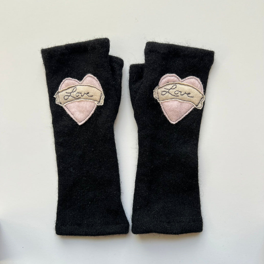 Fingerless Cashmere Gloves "Tattoo Heart"