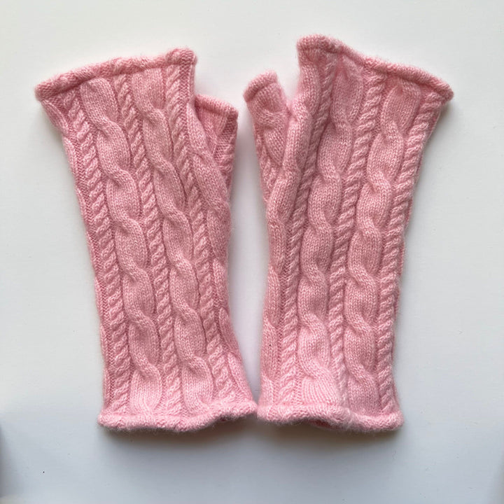 Fingerless Cashmere Gloves "Cable Knit Solids"