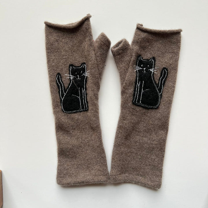 Fingerless Cashmere Gloves "Cat"