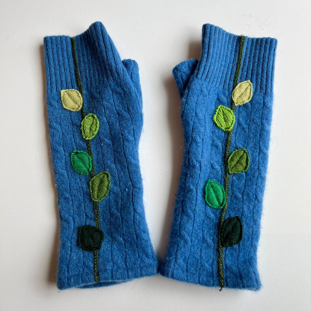 Fingerless Cashmere Gloves "Leaves"