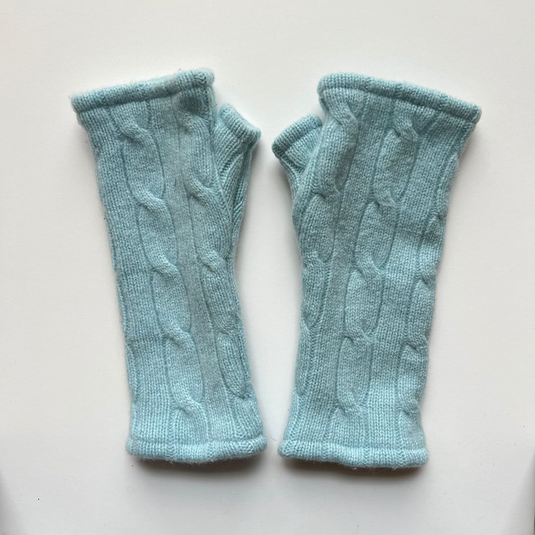 Fingerless Cashmere Gloves "Cable Knit Solids"