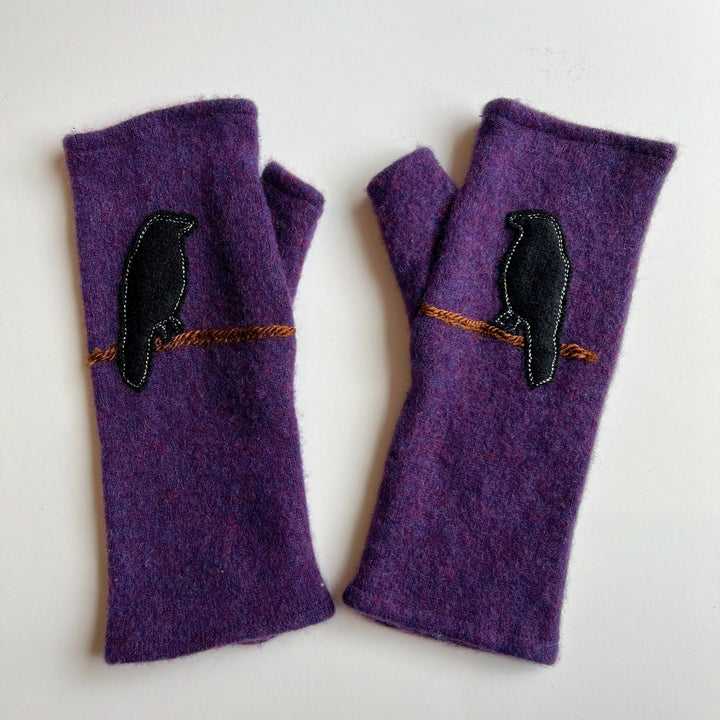 Fingerless Cashmere Gloves "Bird on Wire"