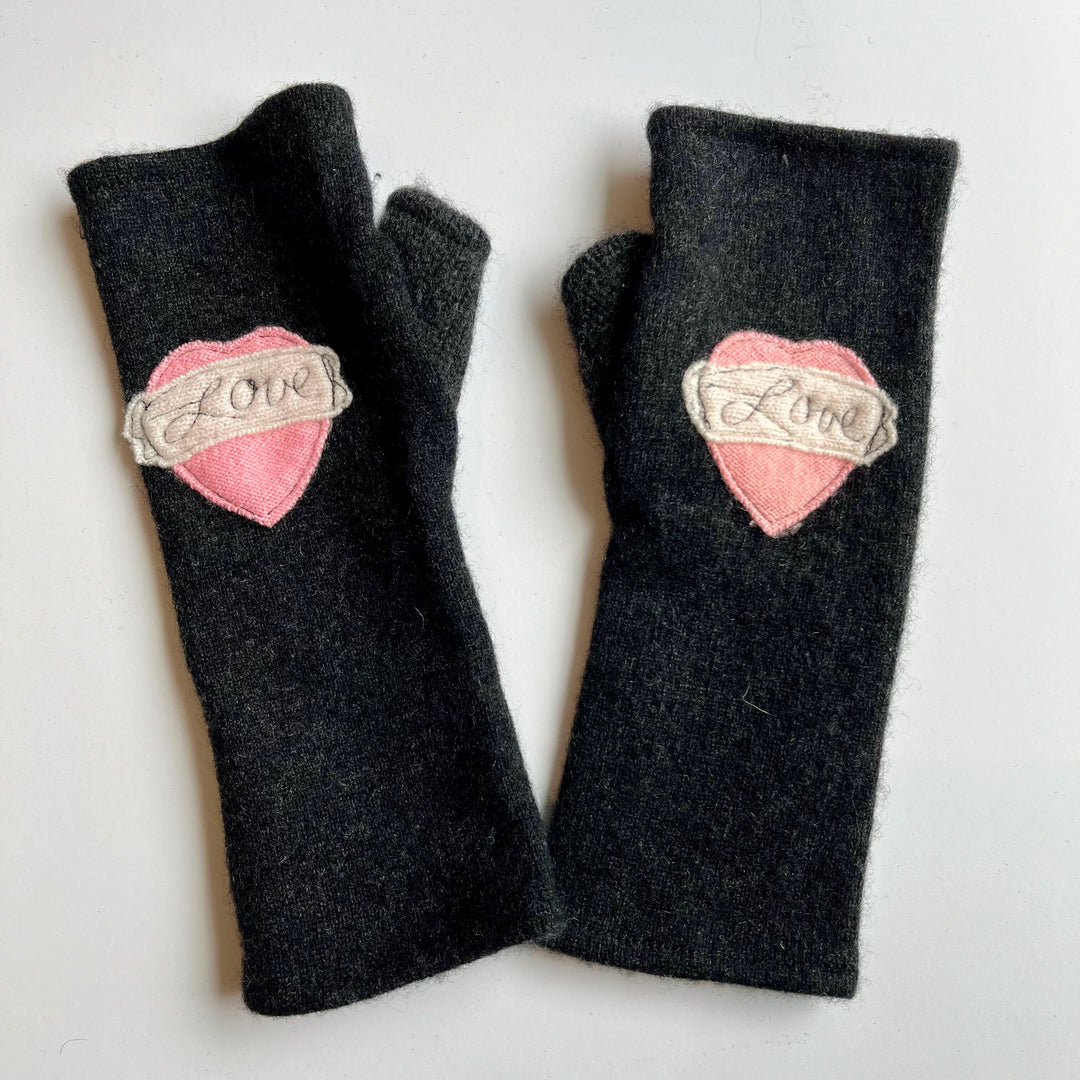 Fingerless Cashmere Gloves "Tattoo Heart"