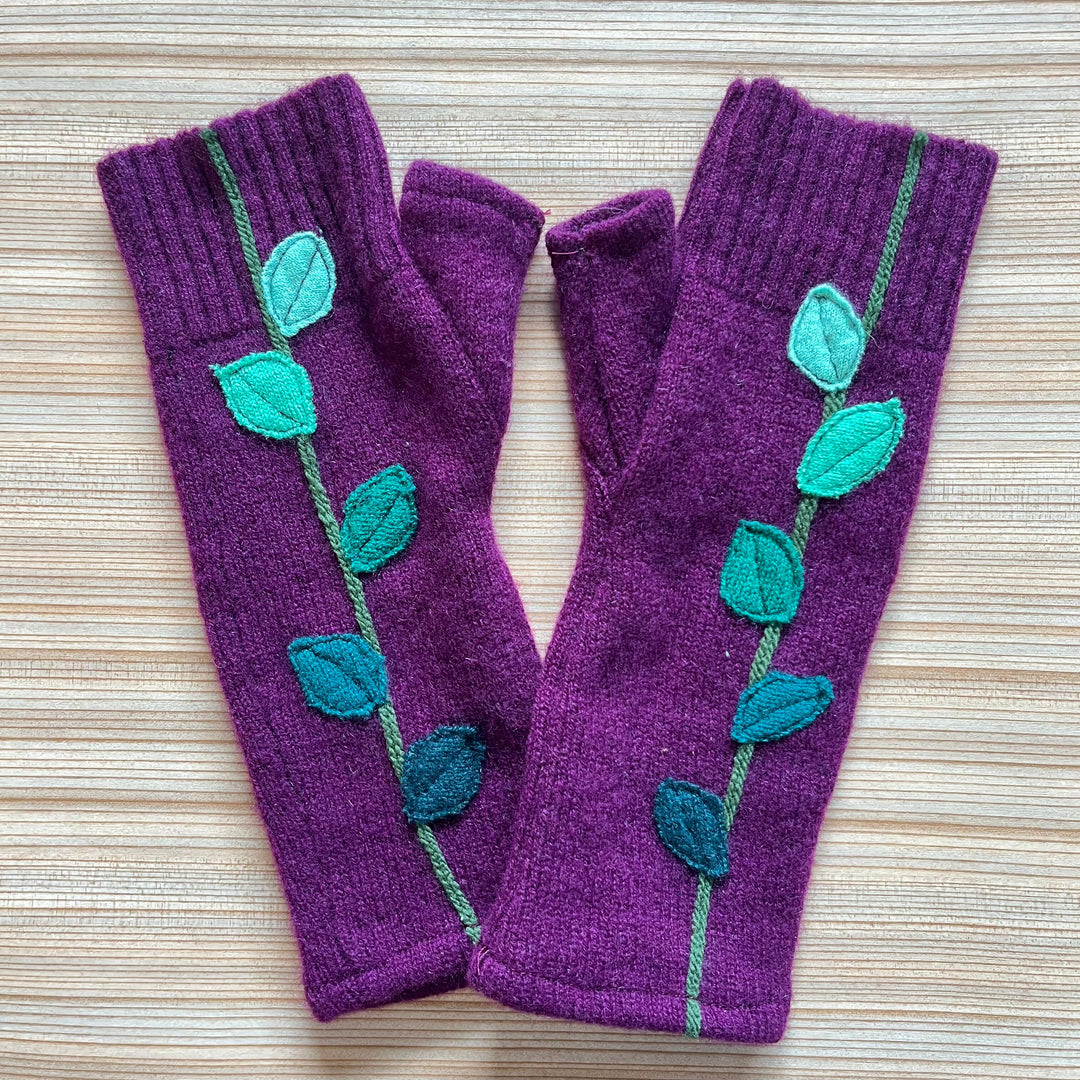 Fingerless Cashmere Gloves "Leaves"