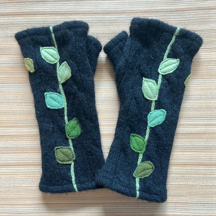 Fingerless Cashmere Gloves "Leaves"