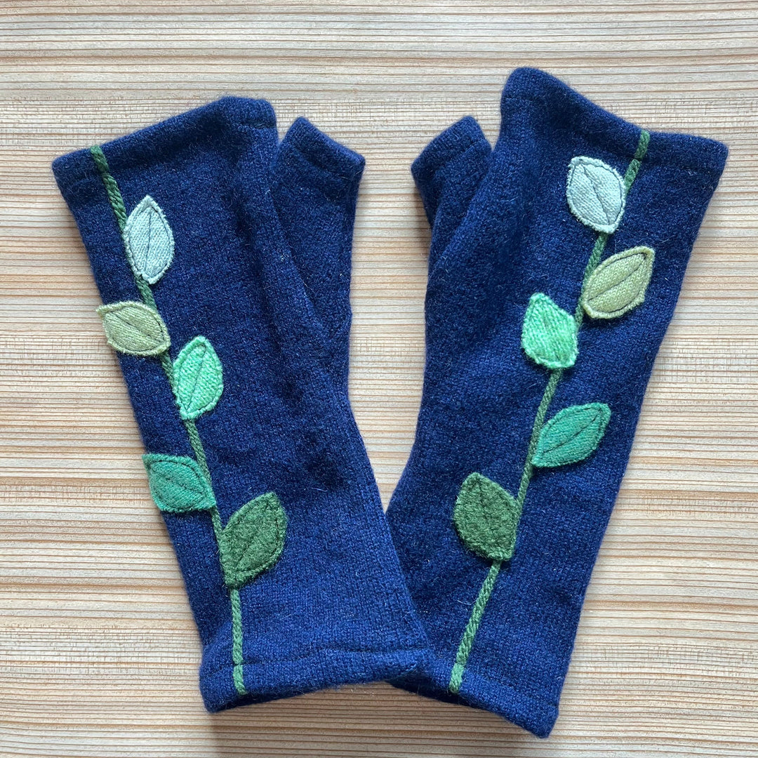 Fingerless Cashmere Gloves "Leaves"