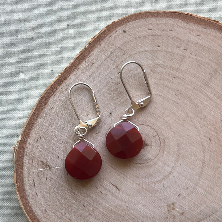 Silver Gemstone Simple Earrings