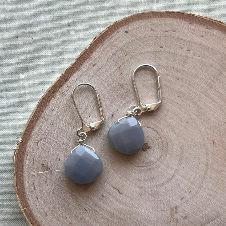 Silver Gemstone Simple Earrings