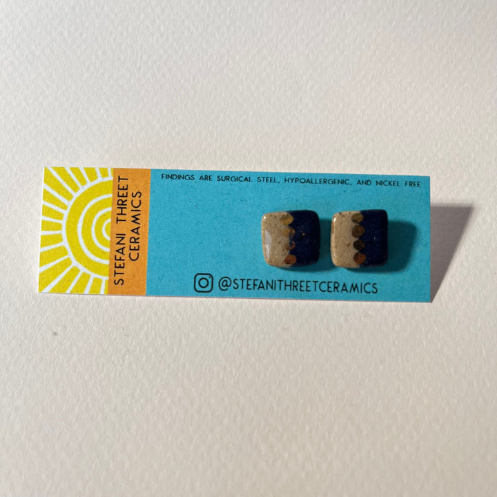 Gold Luster Stud Earrings | Square