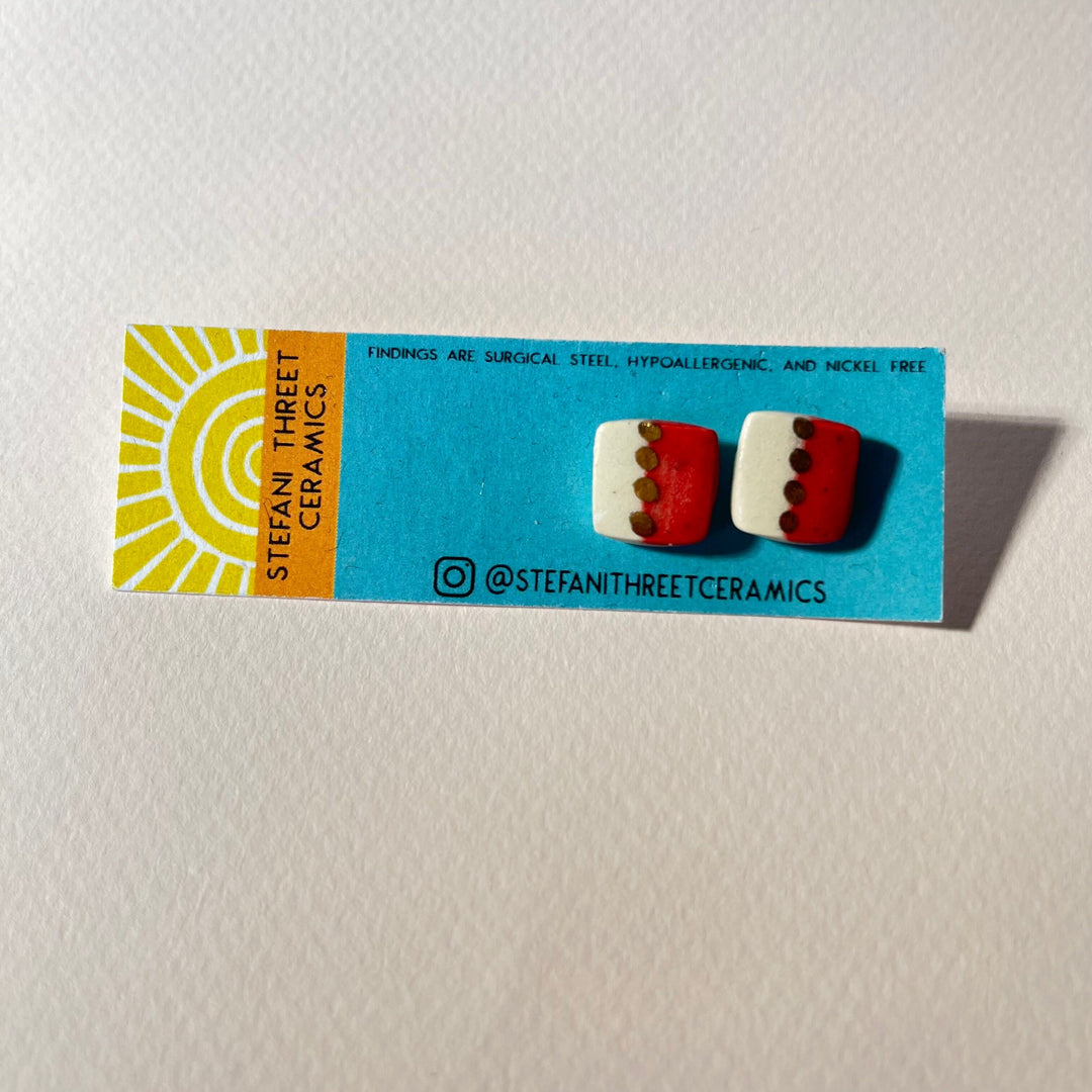 Gold Luster Stud Earrings | Square