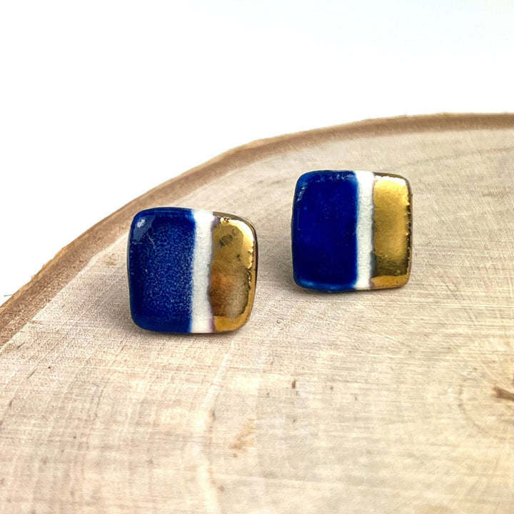 Gold Luster Stud Earrings | Square