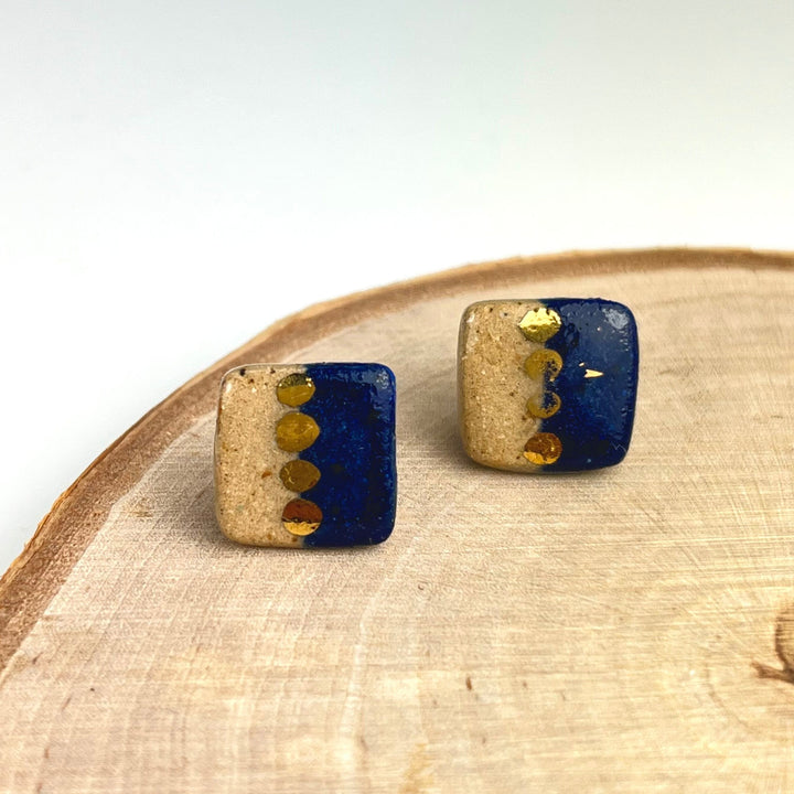 Gold Luster Stud Earrings | Square