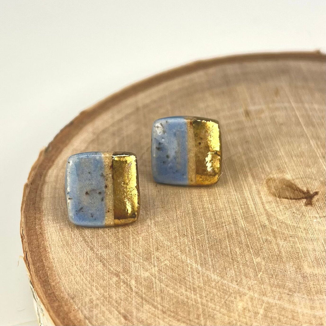 Gold Luster Stud Earrings | Square