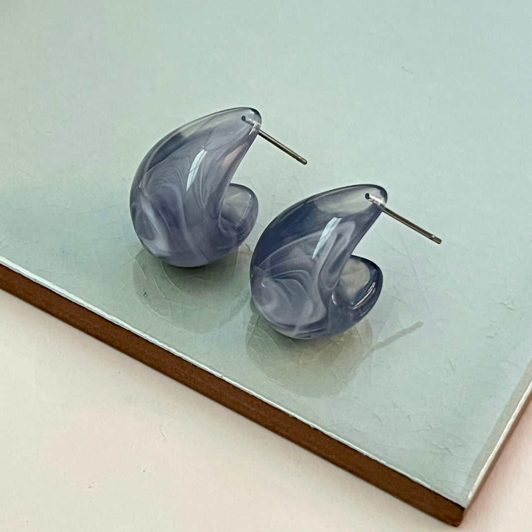 Marbled Resin Chunky Hoop Earrings