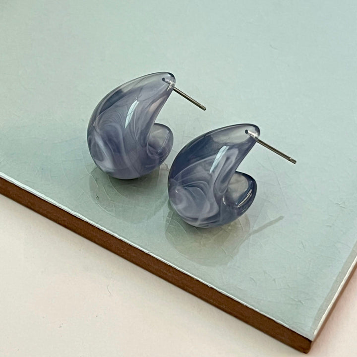 Marbled Resin Chunky Hoop Earrings