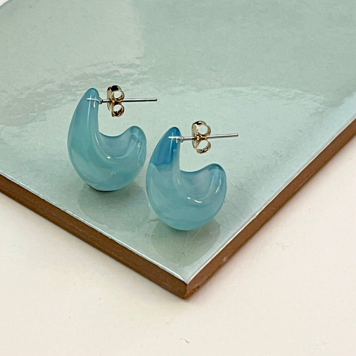 Marbled Resin Chunky Hoop Earrings