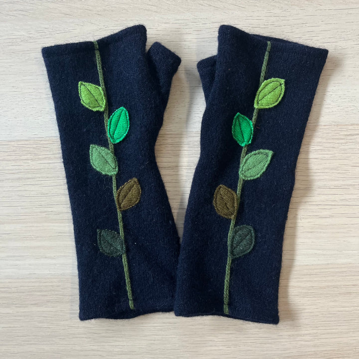 Fingerless Cashmere Gloves "Leaves"