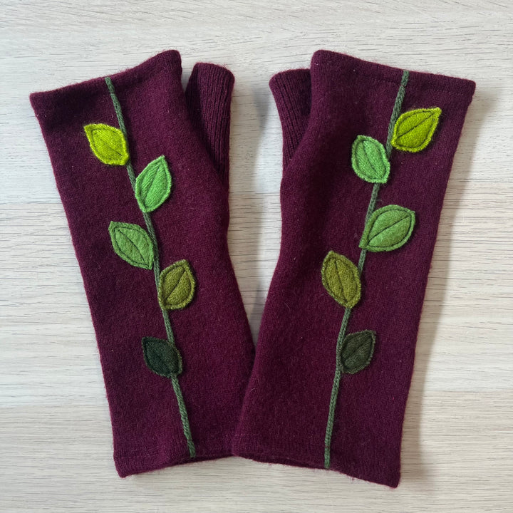Fingerless Cashmere Gloves "Leaves"