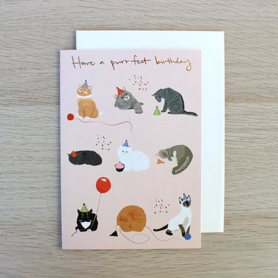 Birthday Card "Party Cats on Pink"