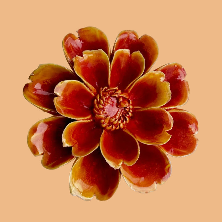 Ceramic Wall Flower | Orange Yellow Daisy