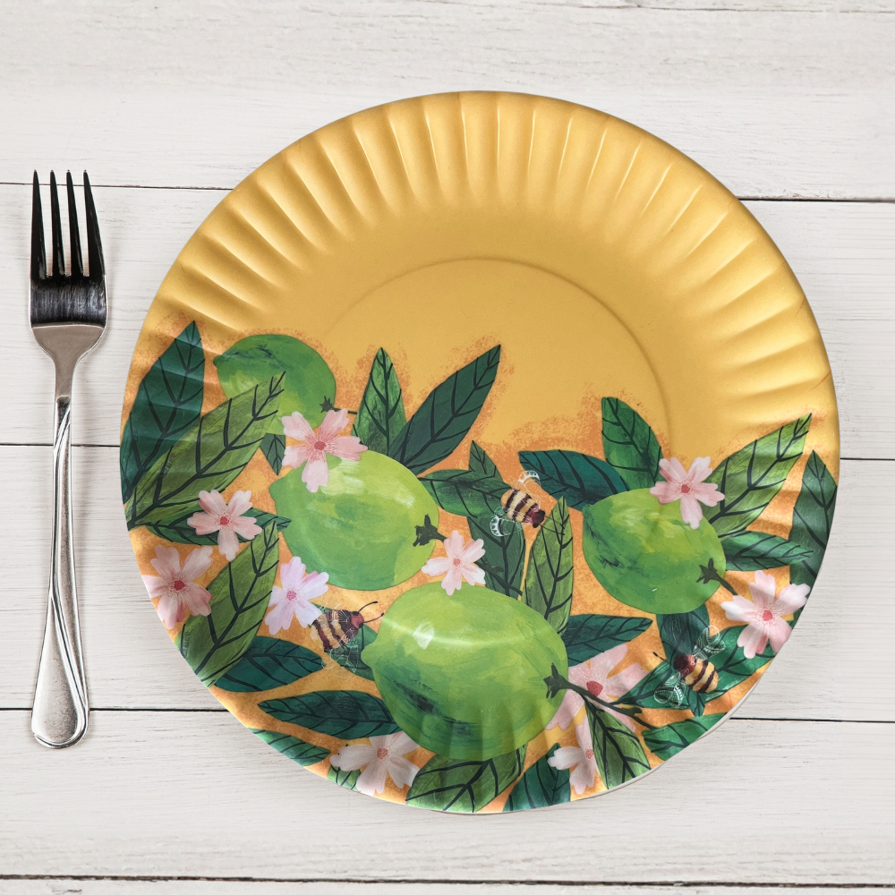Melamine "Paper" Plates | Citrus Floral + Bees