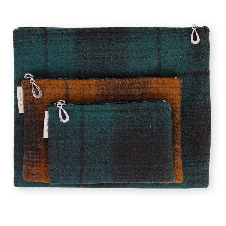 Plaid Pouch Set of 3