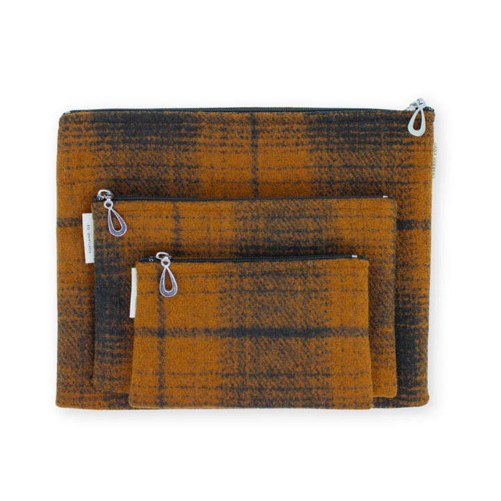 Plaid Pouch Set of 3