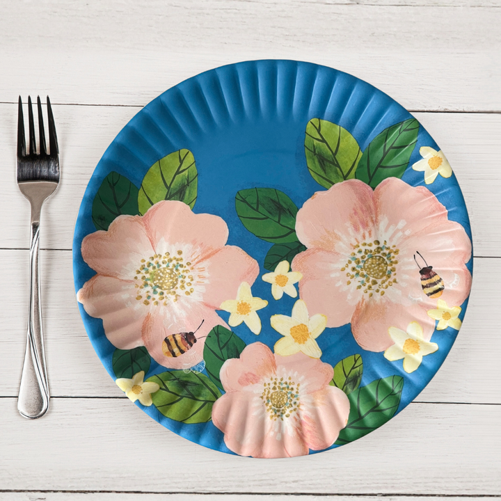 Melamine "Paper" Plates | Citrus Floral + Bees