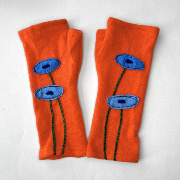 Fingerless Cashmere Gloves "Oval Poppy"