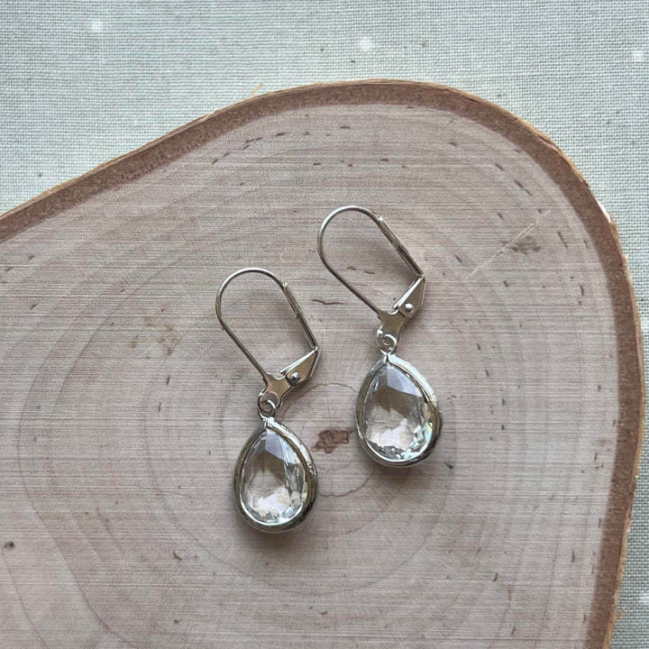 Cara Silver Bezel Glass Earrings