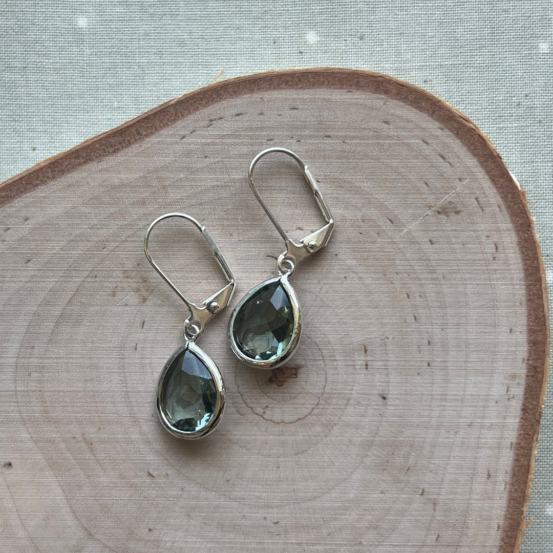 Cara Silver Bezel Glass Earrings